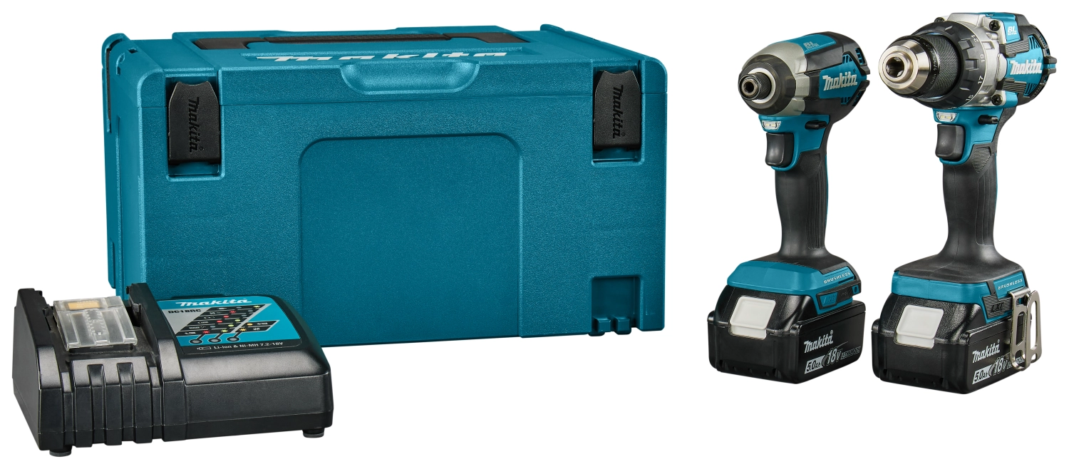Makita DLX2507TJ Set combiné Perceuse à percussion DHP489 et visseuse à percussion DTD153Z Batterie 5,0 Ah (2 pièces), dans Mbox-image