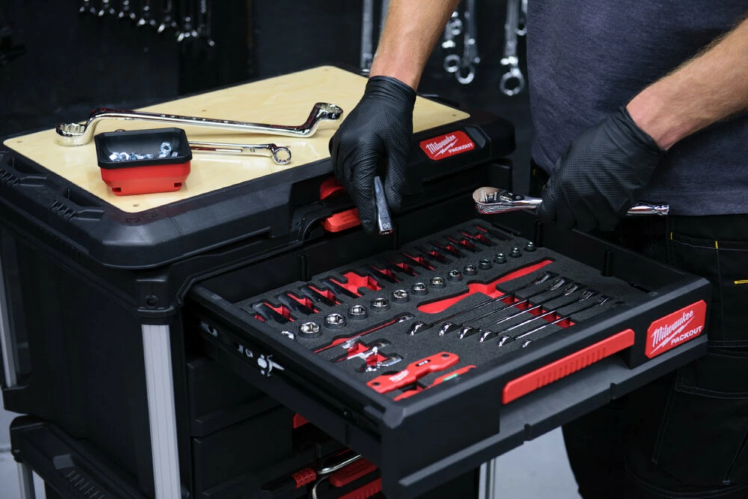 Milwaukee Ringratel-steeksleutel set 4932493640 PACKOUT™ Foam Inlay MAXBITE™ - 55-delig-image