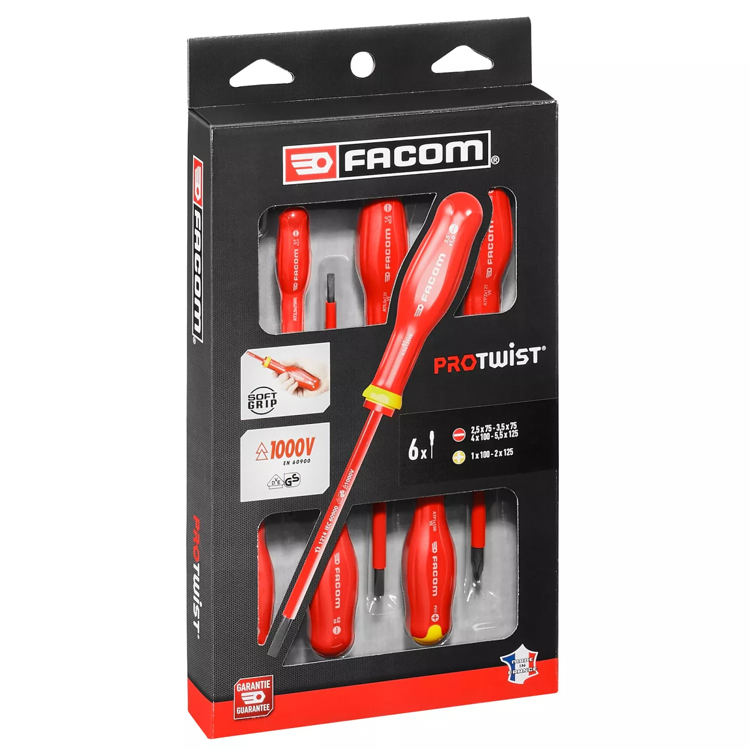 Facom ATPVE.J6PB ensemble de tournevis Protwist VDE 6 pièces - PH/SL