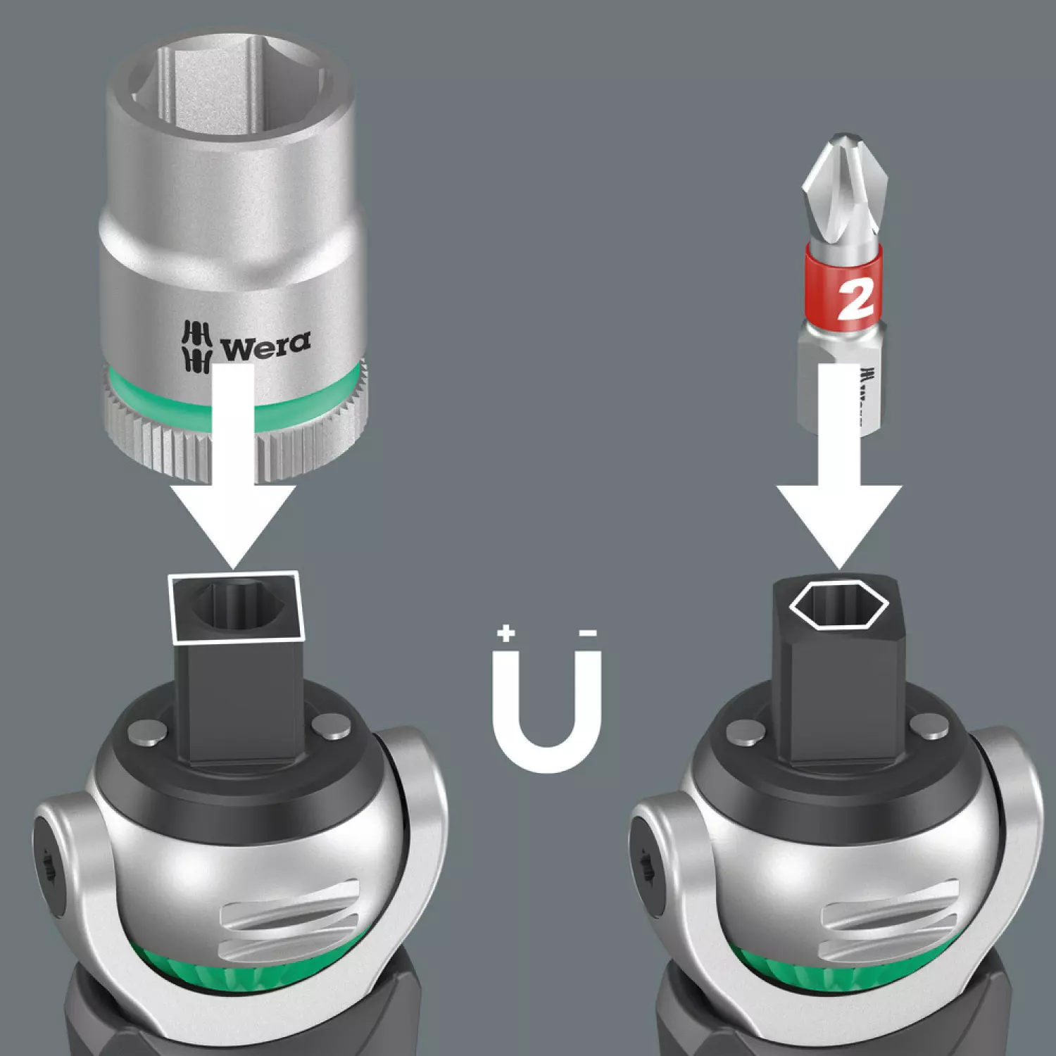 Wera 05004281001 18-delige 8009 8009 Zyklop Pocket Set 2 Ratel- en doppenset - 3/8" + 1/4"-image