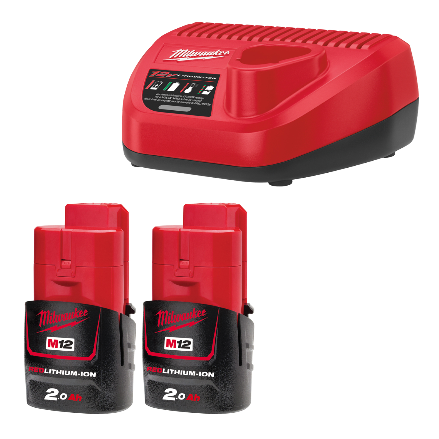 Milwaukee 12V Li-Ion accu starterset (2x 2.0Ah) + lader-image