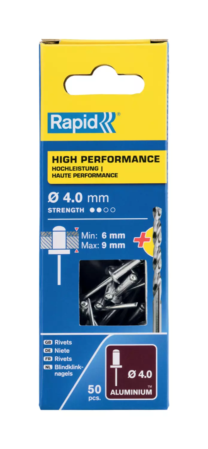 Rapid 5000384 Blindklinknagels incl. boor - Aluminium/Staal - 4x12mm (50st)-image