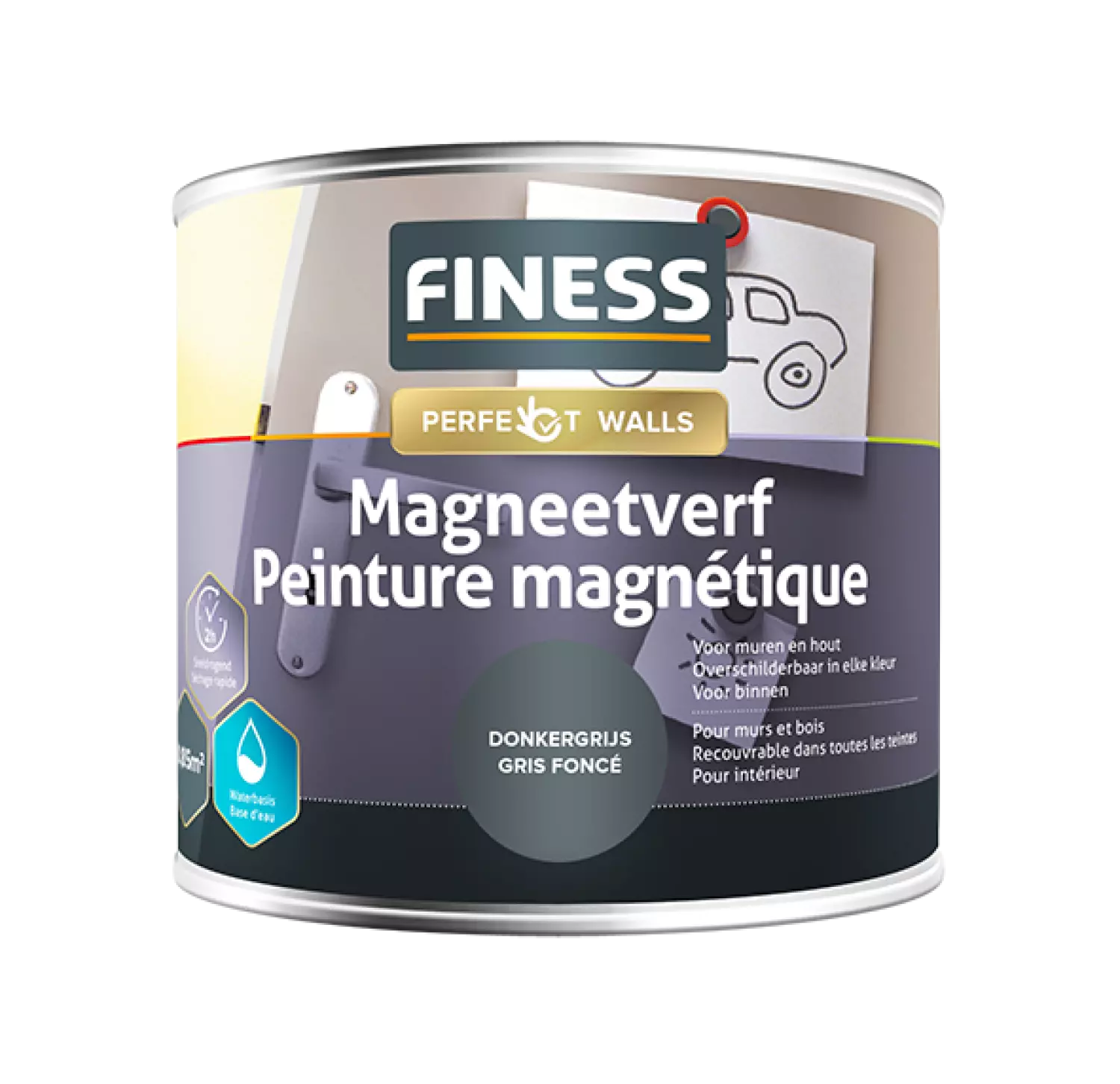 Finess Magneetverf Acryl - Donkergrijs - 0,5L-image