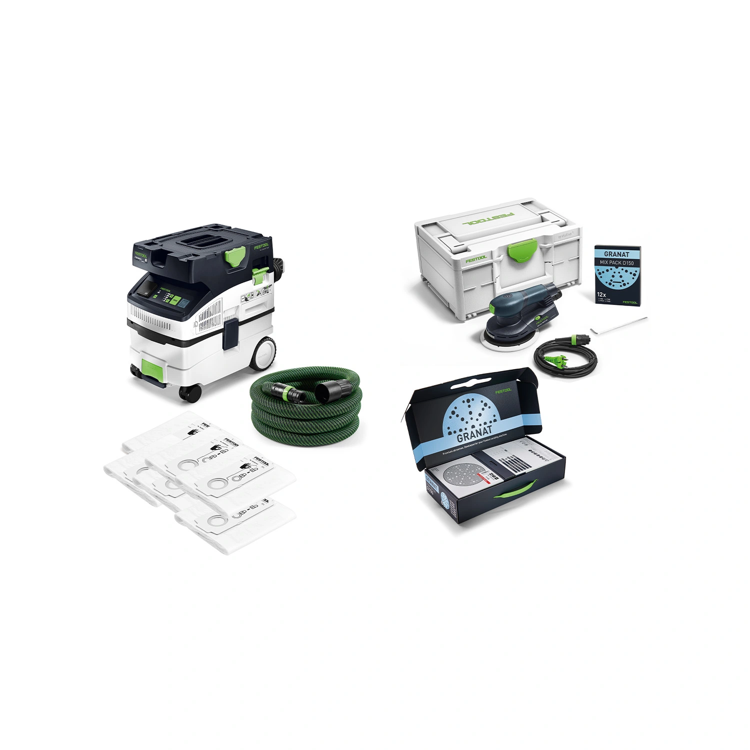Festool 578866 excenterschuurmachine (ETS EC 150/5-Plus) en bouwstofzuiger (CTM MIDI I) combiset