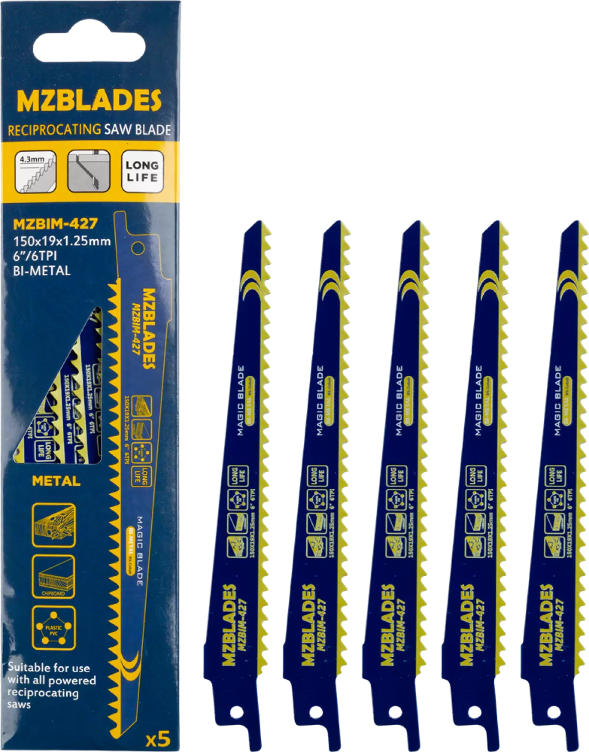 Multizaag MZBIM-427 Reciprozaagblad Bimetaal - 5 stuks-image