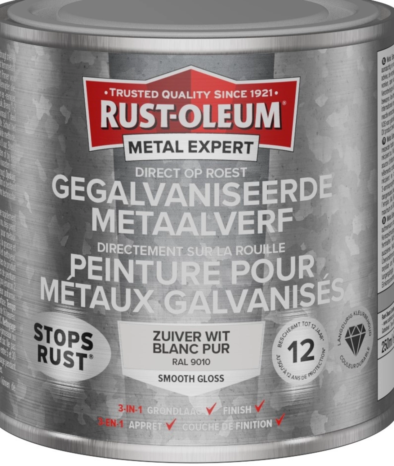 Rust-Oleum Gegalvaniseerde Metaalverf - RAL 9010 zuiverwit - 0,75L-image