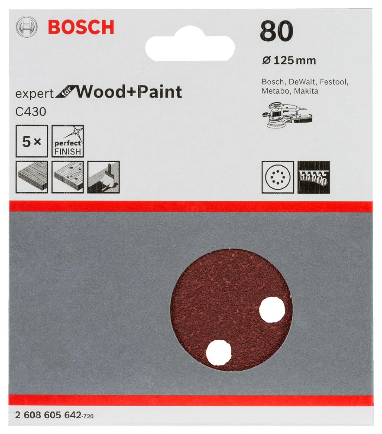 Bosch 2608605642 Schuurschijf C430 - K80 - 125mm (5st)-image