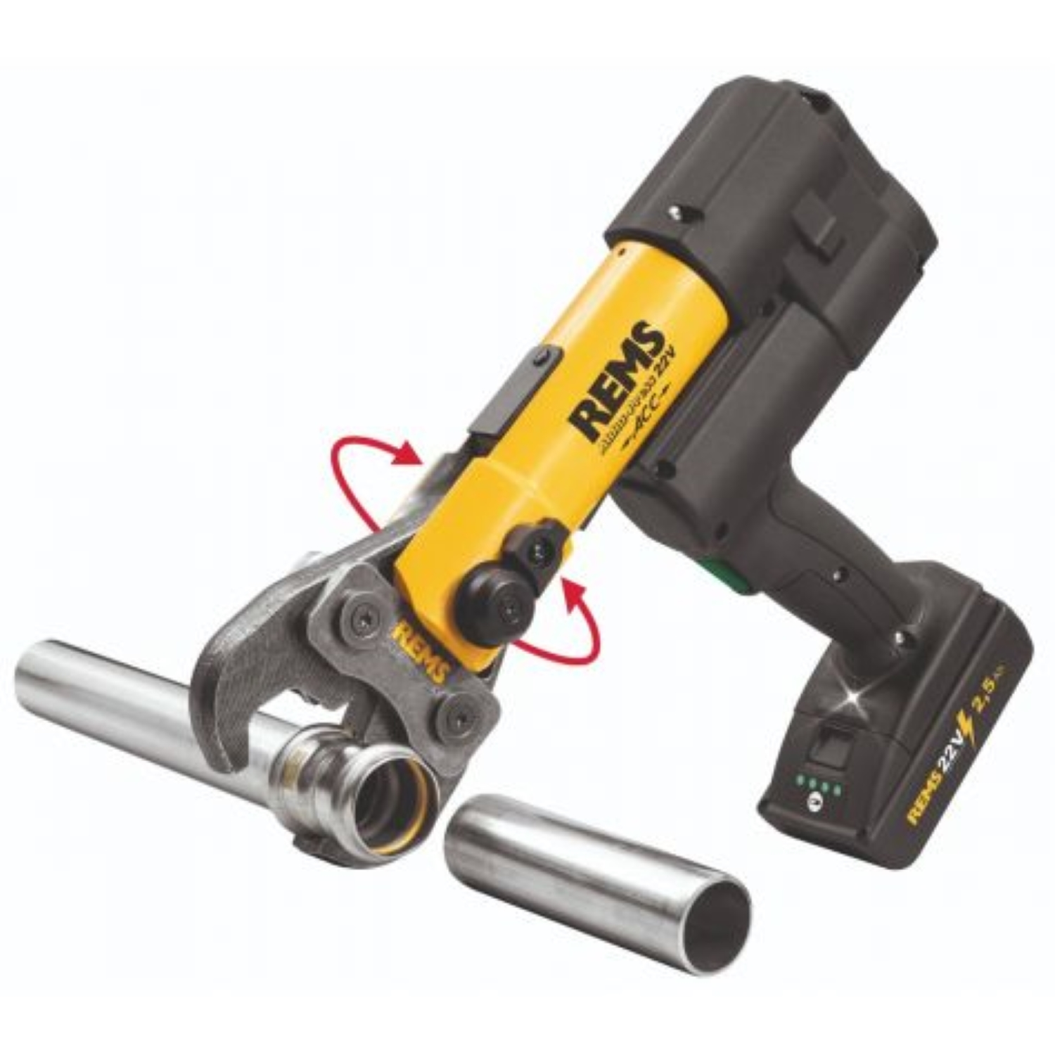REMS 576010 R220 Akku-Press 22 V ACC set de presses sans fil dans un coffret en acier - universel 10-108 mm - avec accu 21,6V, 2,5Ah et chargeur rapide-image
