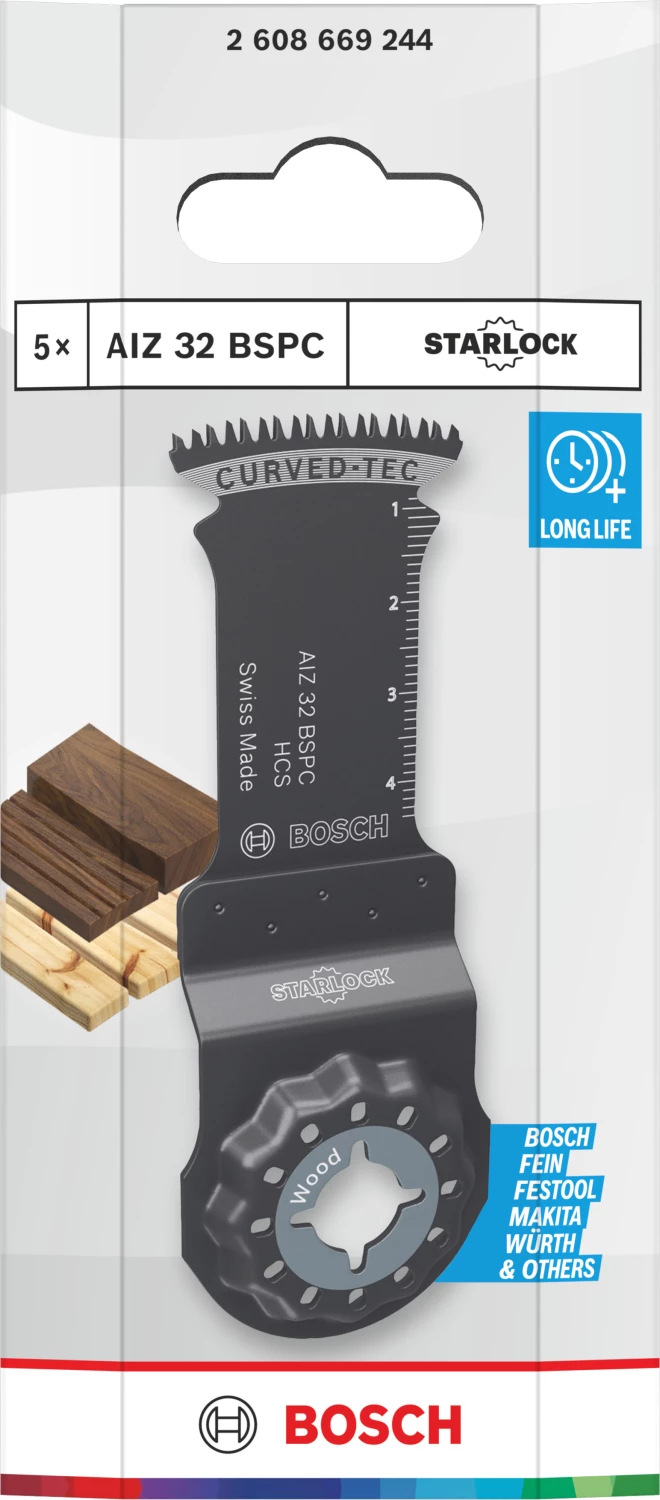 Bosch AIZ 32 BSPC Lame plongeante standard pour outil multifonctions pour le bois (5 pièces)