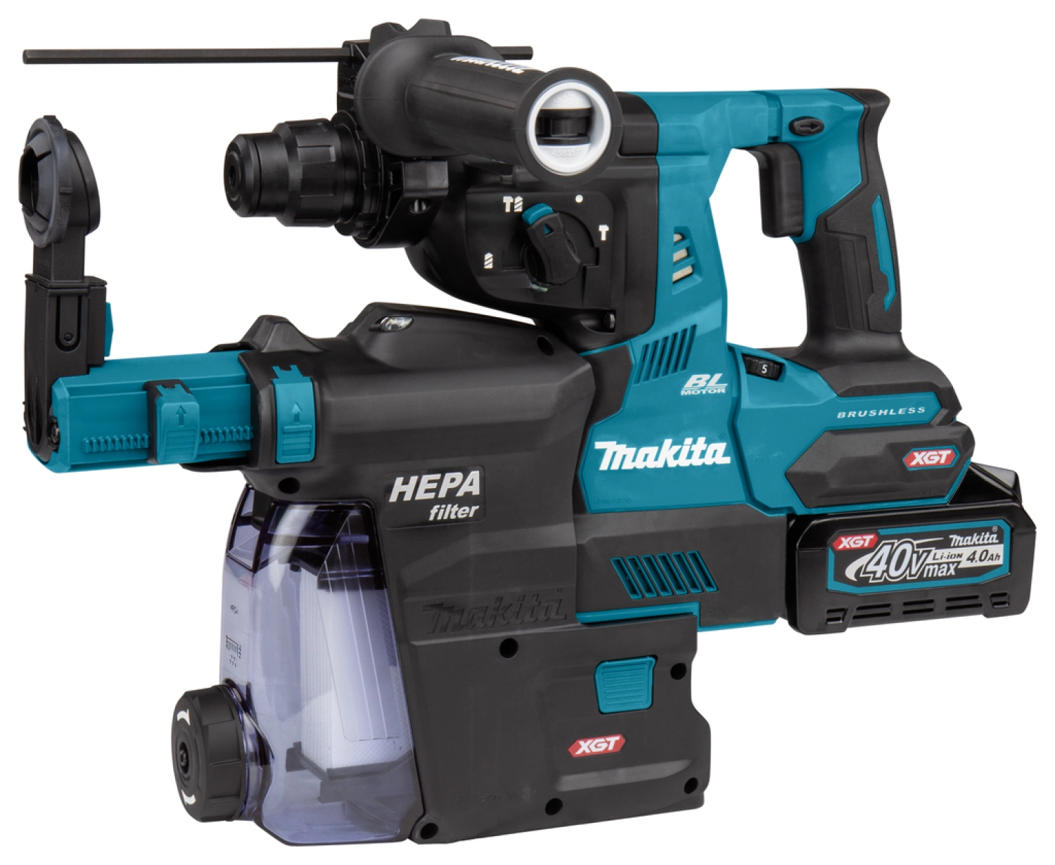 MAKITA HR003GM202 Perforateur burineur sans-fil - XGT 40V max Li-ion- Kit (2x 4,0h) - Système d'aspiration - Mbox - Brushless-image