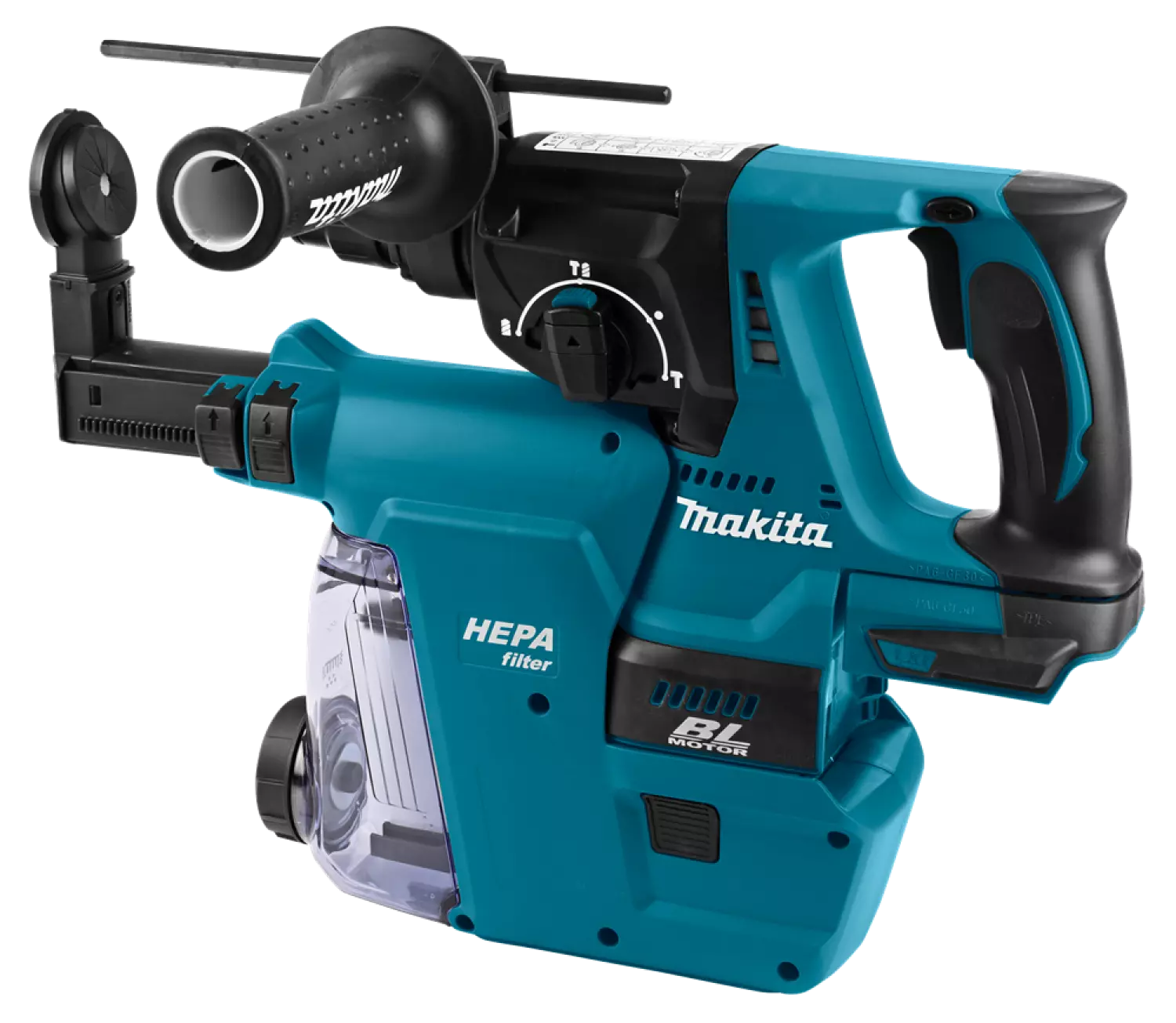 Makita DHR242ZJW LXT 18V Li-Ion SDS-Plus Batterie Marteau piqueur sans fil avec aspiration de la poussière dans la Mbox- 2J -  moteur sans charbon-image