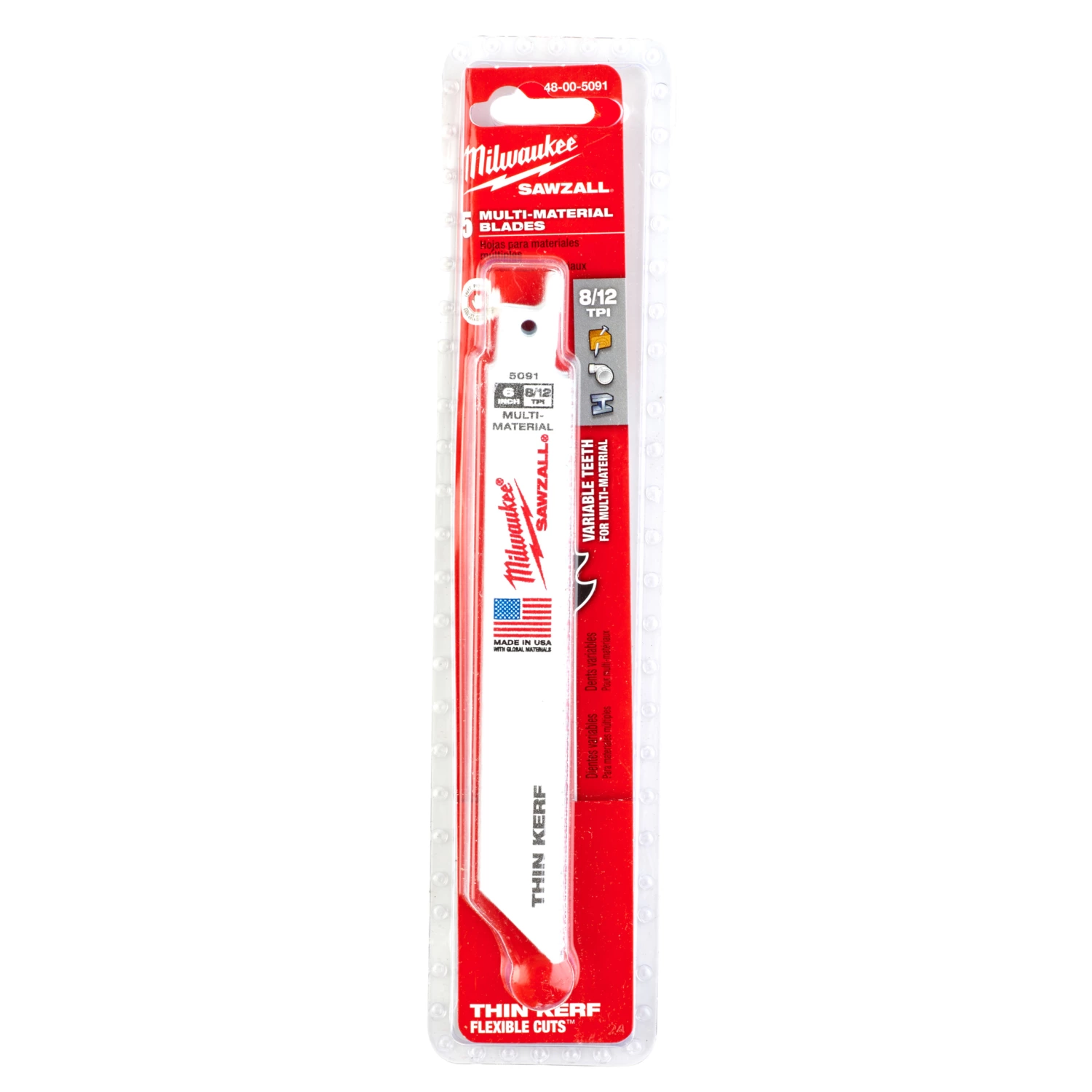 Milwaukee 48475091 Sawzall Reciprozaagblad - 150 x 8/12TPI - hout/metaal/kunststof - 5st-image