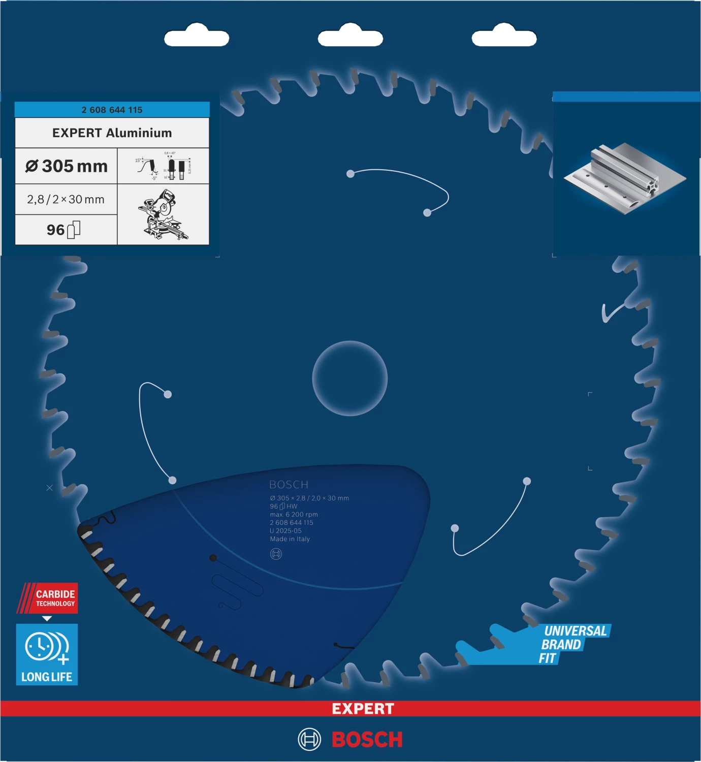 Bosch 2608644115 Expert Cirkelzaagblad - 305 x 30 x 96T - Aluminium - Carbide-image