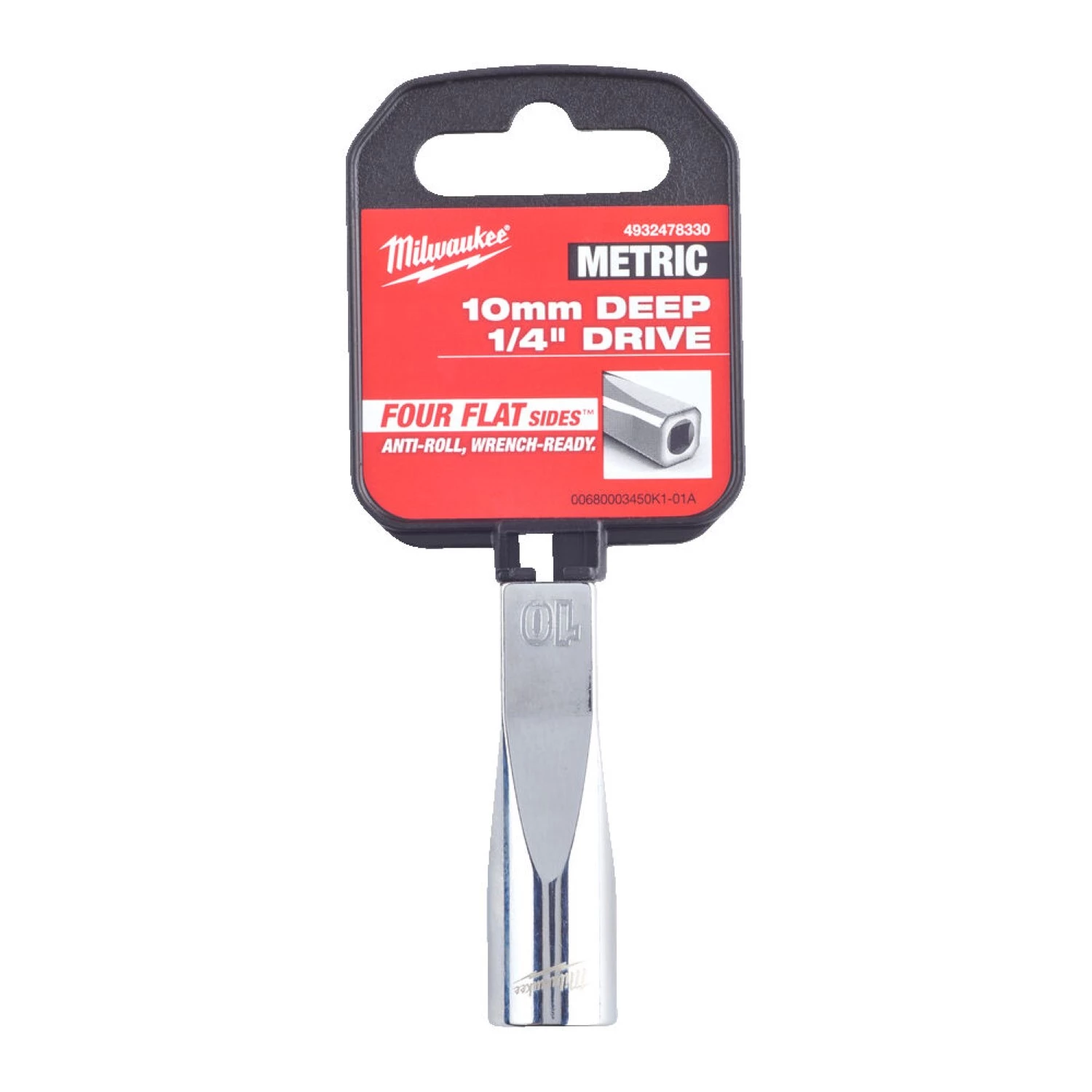 Milwaukee 4932478330 Dop - 1/4" FOUR FLAT™ - lang 10mm-image