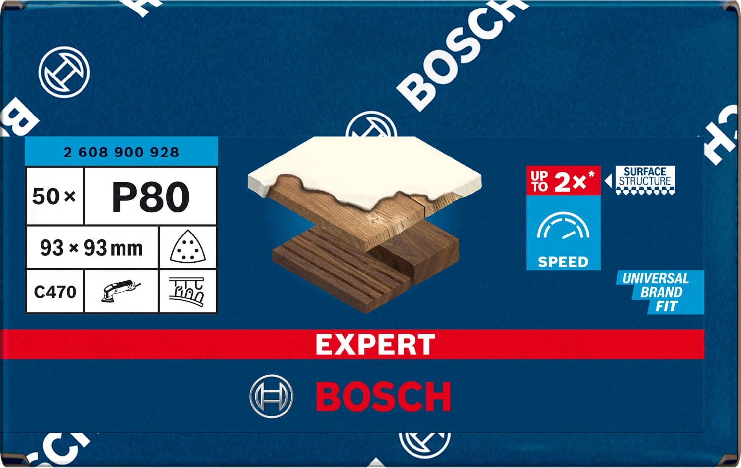 Bosch 2608900928 EXPERT Schuurvel C470 Best for Wood and Paint - 93mm - K80 - voor Multi-Cutter - 6 gaten - 50st-image