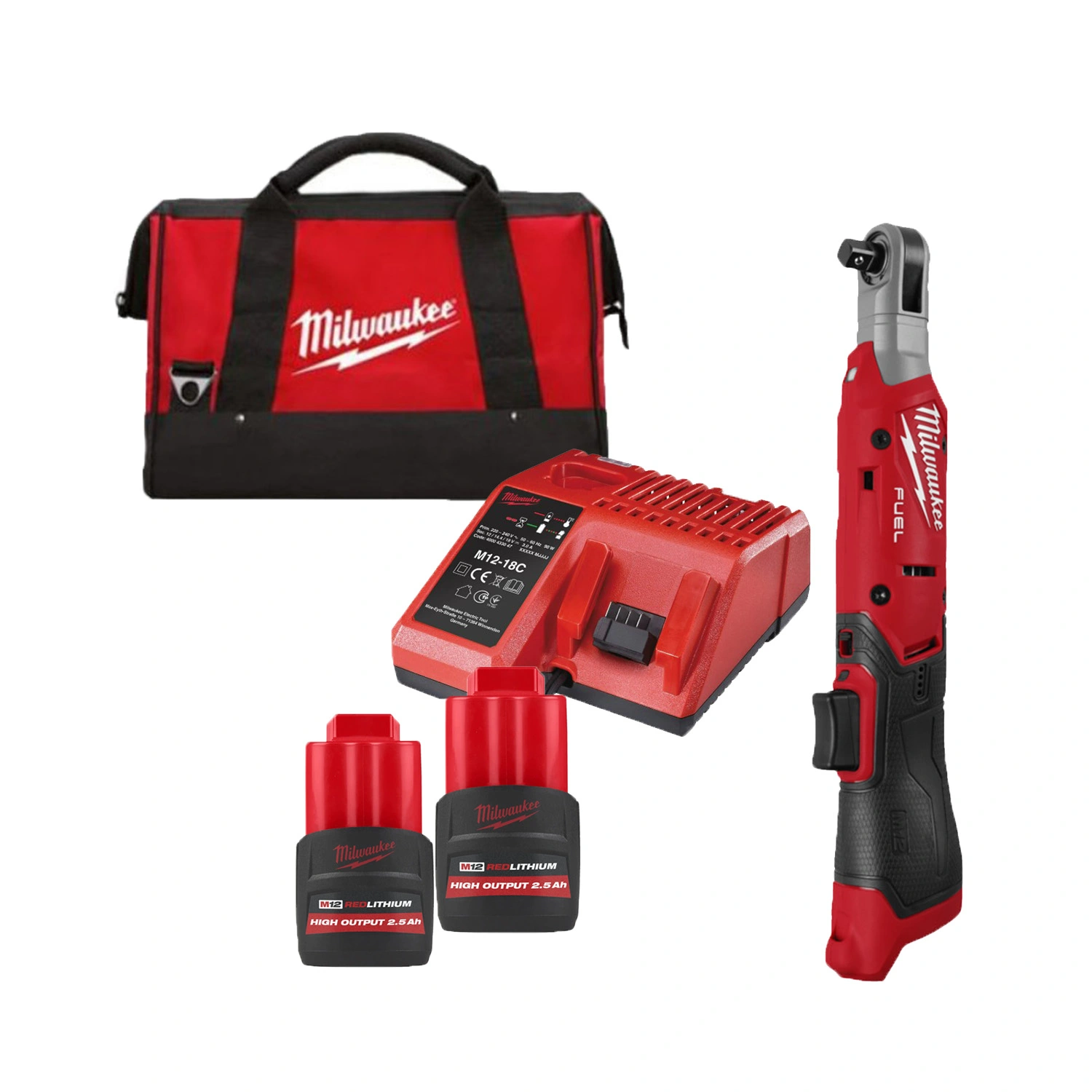 Milwaukee M12 FIR12G2-252B 12V Li-ion accu ratelsleutel set (2x 2.5Ah accu) in tas - 1/2''