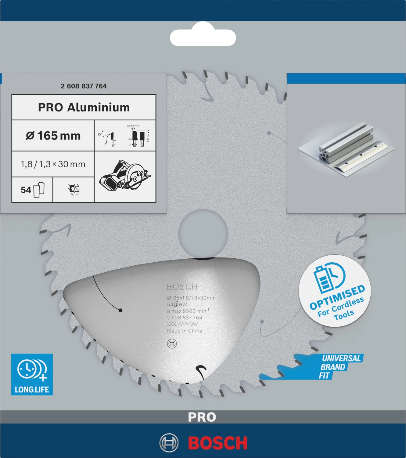 Bosch 2608837764 PRO cirkelzaagblad - 165 x 30 x 54T - aluminium-image
