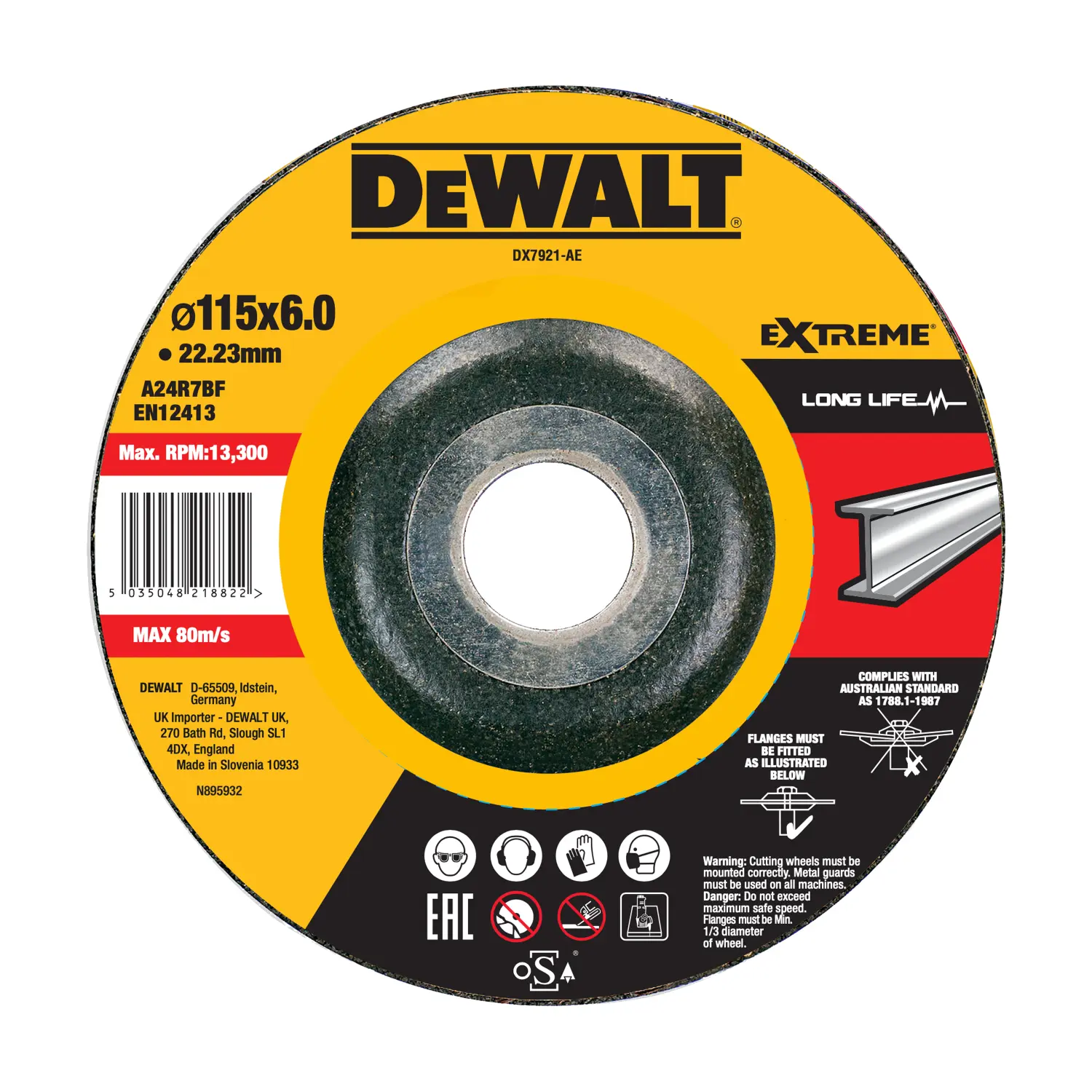DeWALT DX7921-AE 115 Extreme afbraamschijf voor metaal - 6mm