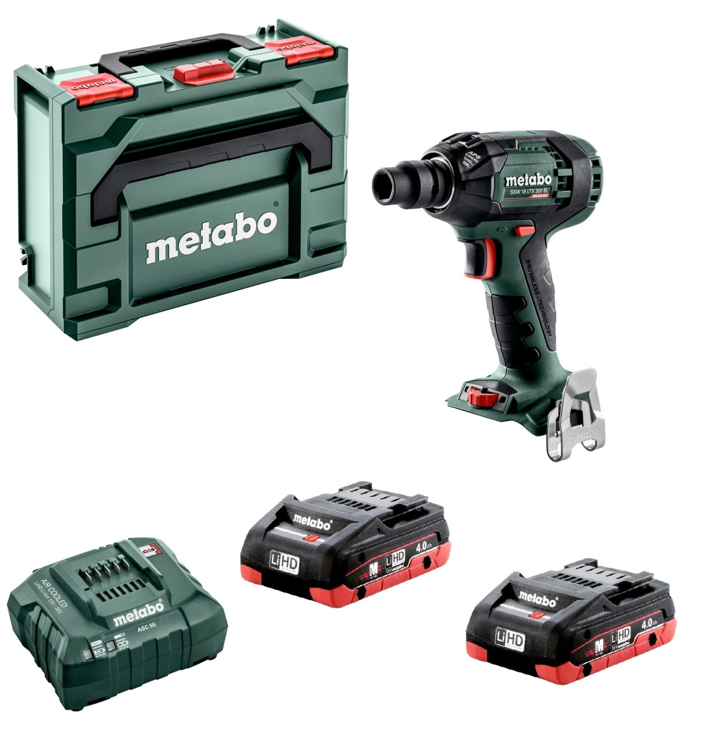 Metabo SSW 18 LTX 300 BL 18V LiHD Accu slagmoersleutel set (2x 4.0Ah LiHD accu) in metaBox - 300Nm - 1/2" - koolborstelloos-image