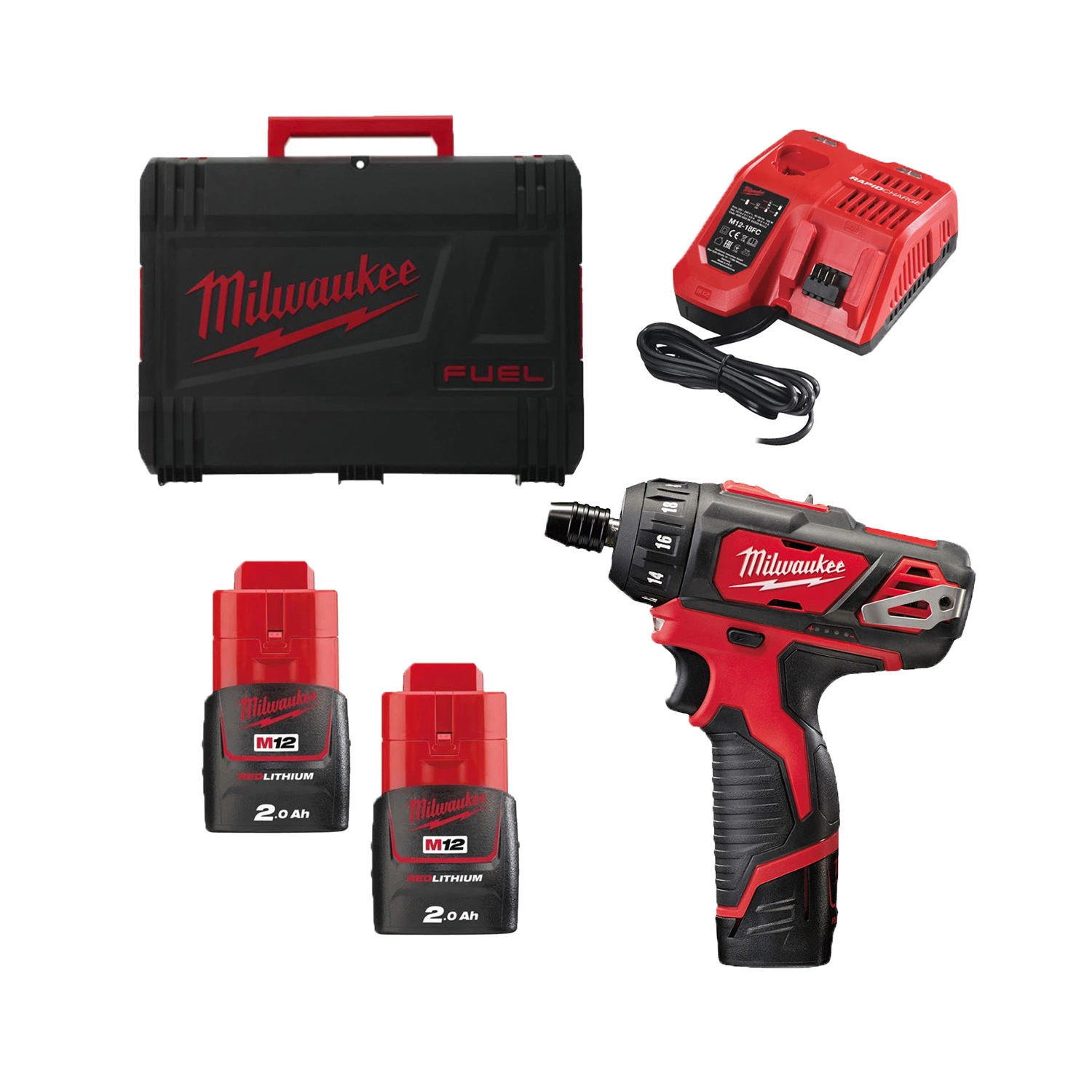 Milwaukee M12 BD-202C 12V Li-Ion accu boor-/schroefmachine set (2x 2.0Ah accu) in koffer-image