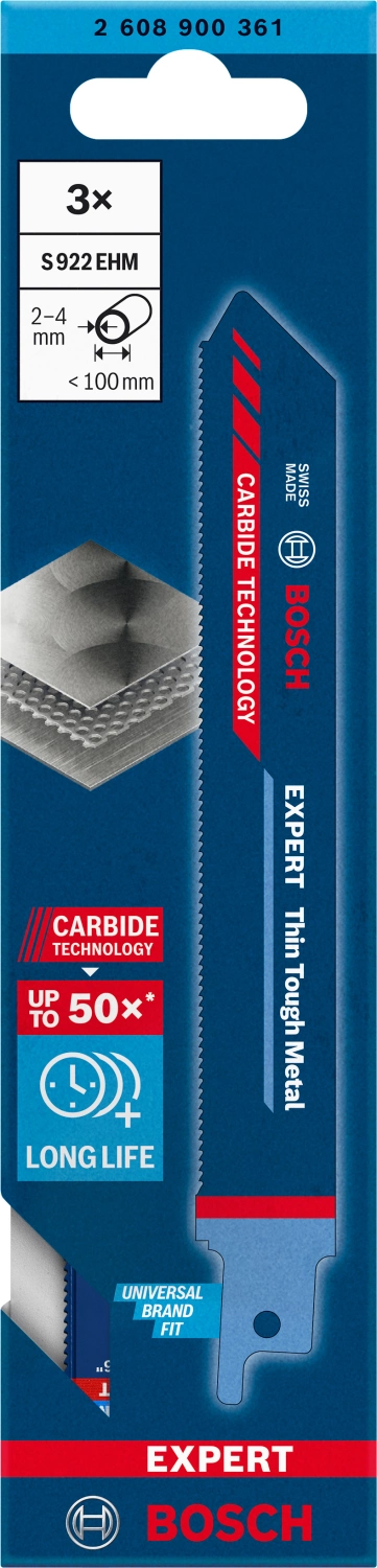 Bosch S922EHM EXPERT lame de scie sabre pour métal fin - 150 x 1 (3 pièces)-image