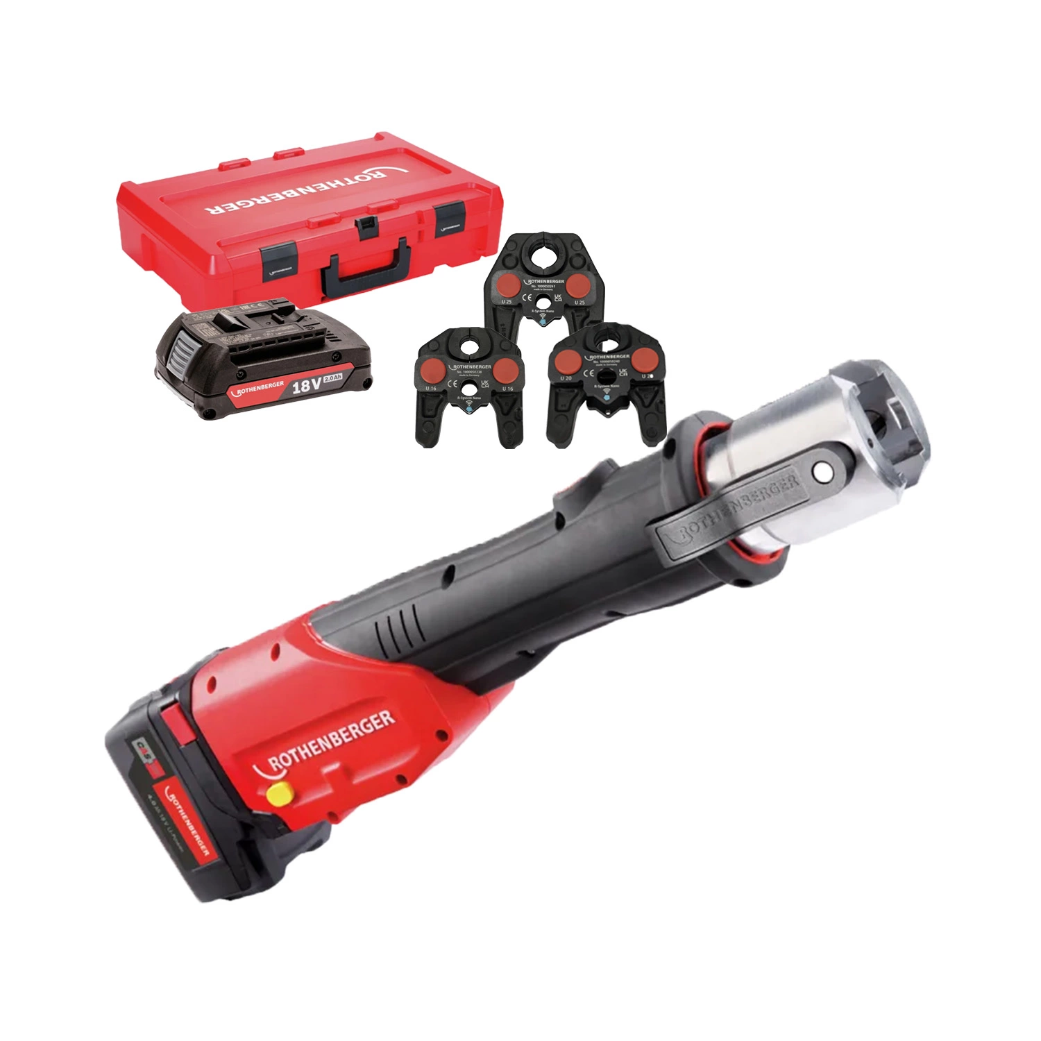 Rothenberger 1000001926 Romax 4000 18V accu perstang set (1x 4.0Ah accu + lader) incl. U bekken - 16-20-25mm - CAS-image