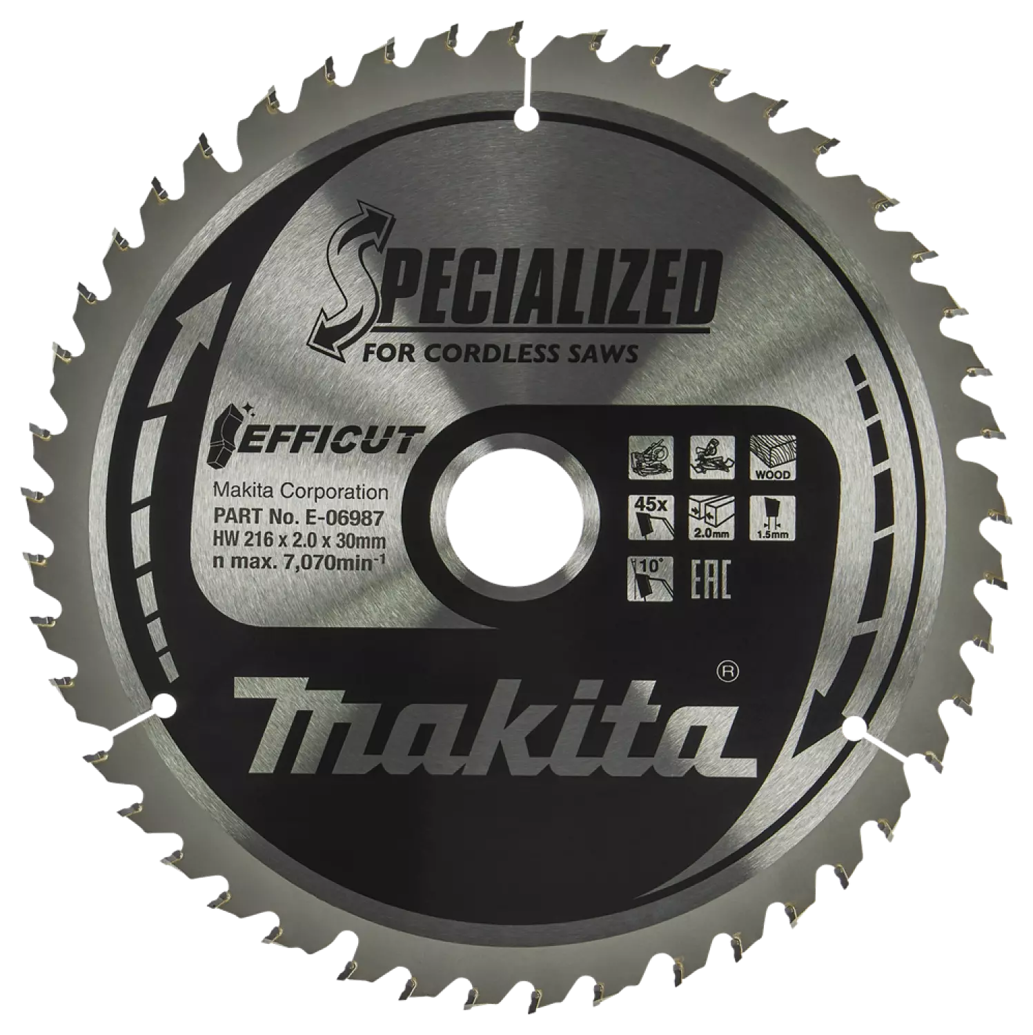 Makita E-06987 Efficut Lame de scie circulaire Bois - 216x30x2,0mm 45T-image