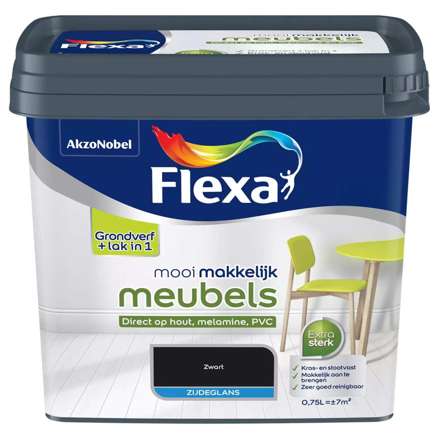 Flexa Mooi Makkelijk Meubels Zijdeglans - zwart - 0,75L-image