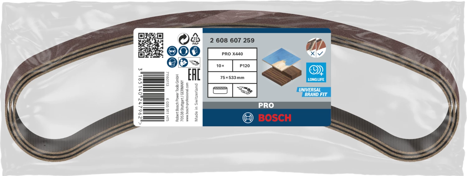 Bosch 2608607259 Schuurband X440 - K120 - 75 x 533mm (10st)-image