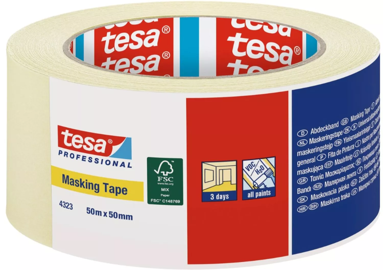 Tesa 4323 Ruban de masquage professionnel - 50 mm x 50 m-image