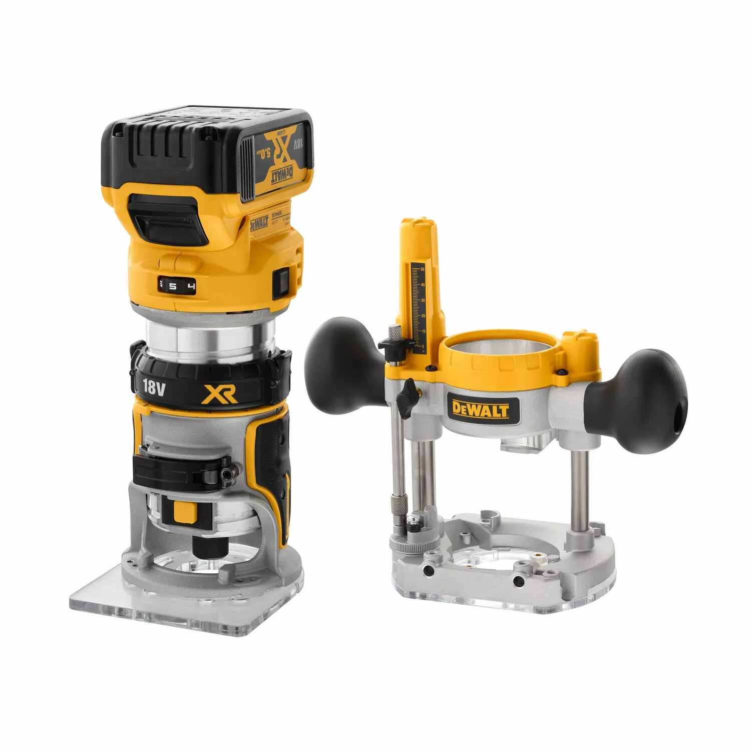DeWALT DCW604P2-QW - Set défonceuse / affleureuse Li-Ion 18V XR (2x 5,0Ah) dans TSTAK - 30mm-image