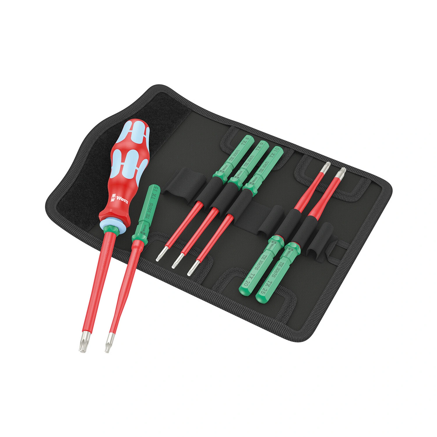 Wera 05006630001 Jeu de tournevis 8 pièces Kraftform Kompakt VDE RVS 8 Extra Slim 1 Tool Finder avec lames interchangeables dans un étui