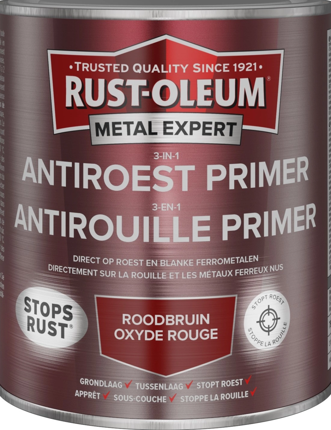Rust-Oleum 3-In-1 Antiroest Primer - RAL 3000 roodbruin - 0,75L
