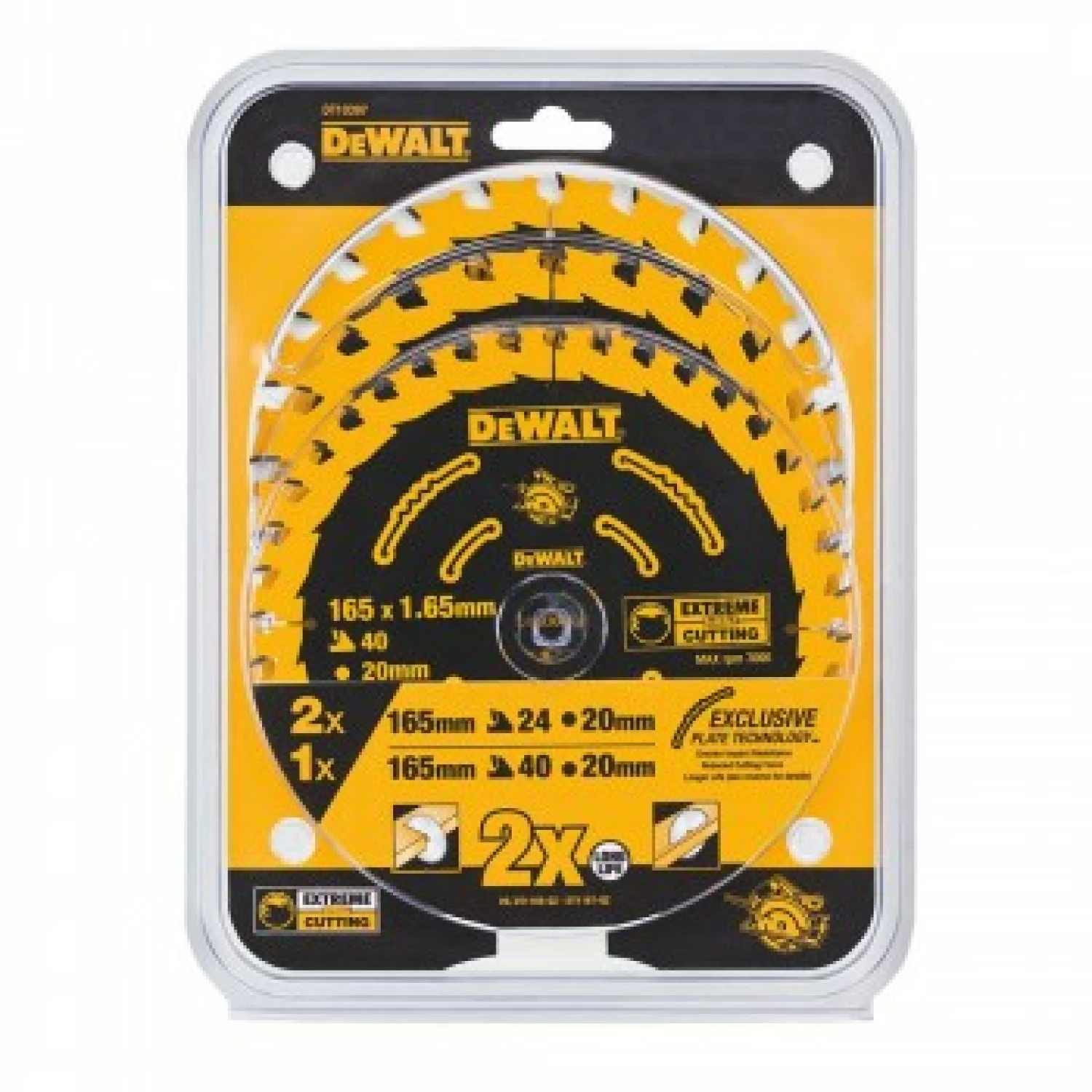 DeWALT DT10397 - Set de lames de scie (3pcs) - 165 x 20 x 24D x 24D x 40D - bois-image