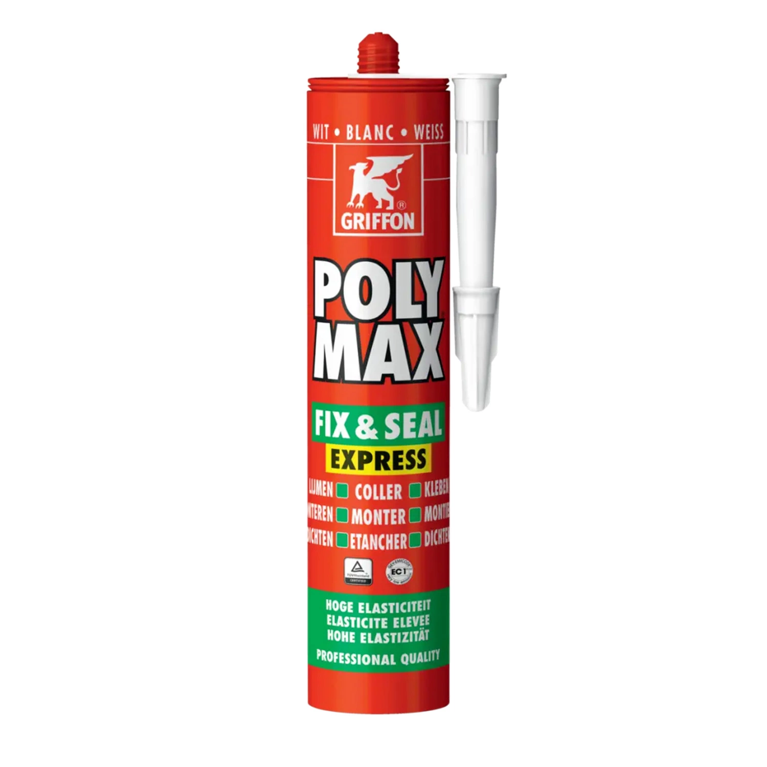 Griffon Poly Max Fix & Seal Express Adhésif de construction/scellant - Blanc - Bidon - 425gr-image