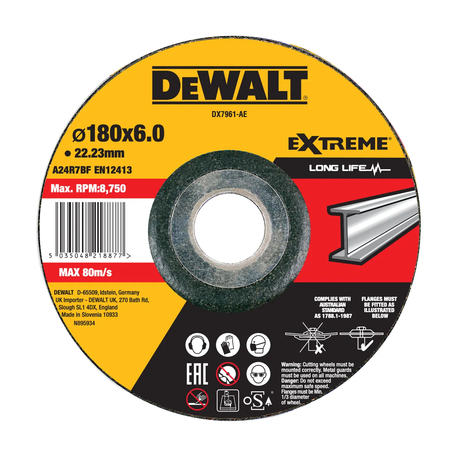 DeWALT DX7961-AE Disque à ébarber 180 Extreme pour métal - 6 mm