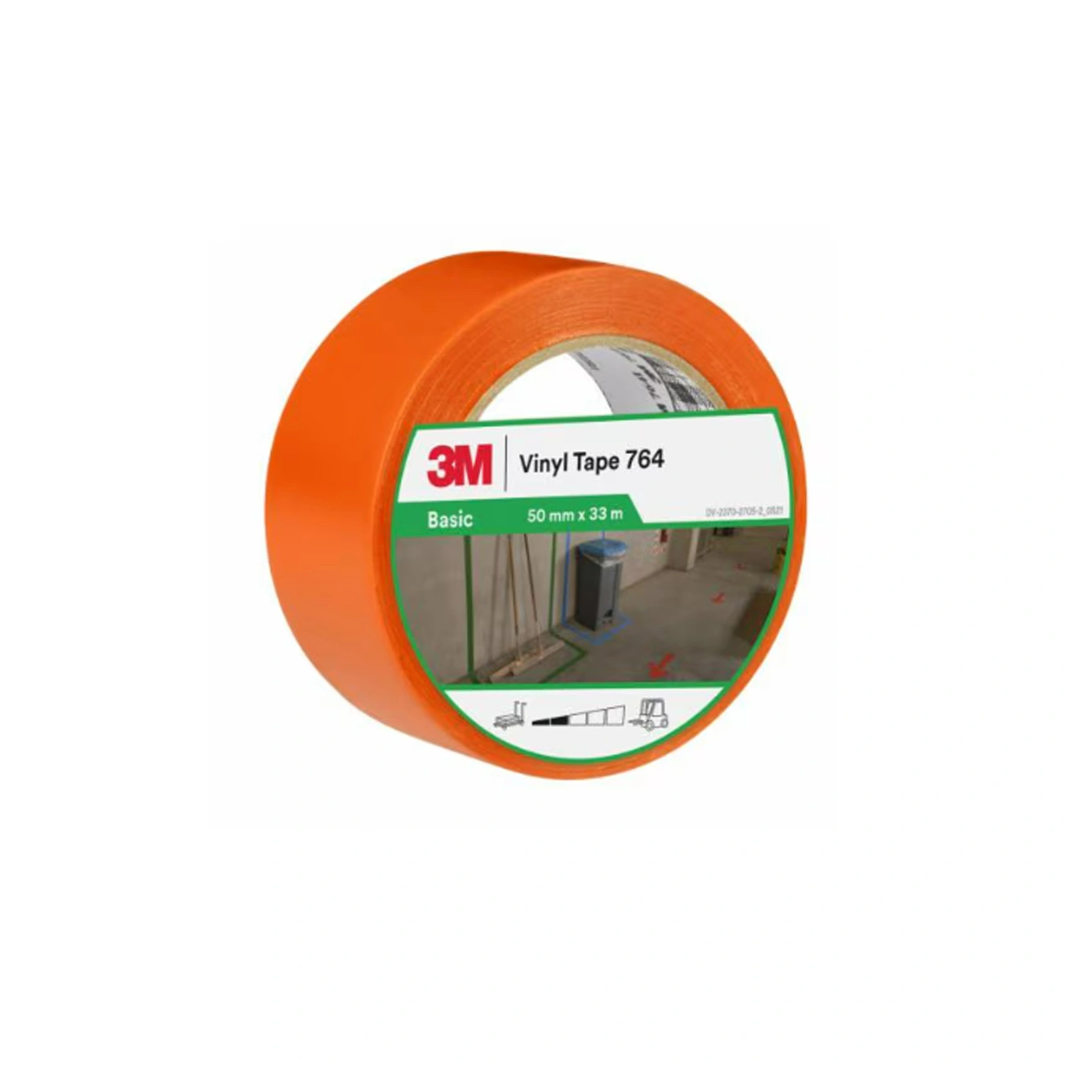 3M 764 Ruban vinyle - Ruban adhésif PVC Orange - 50 mm x 33 m x 0,13 mm