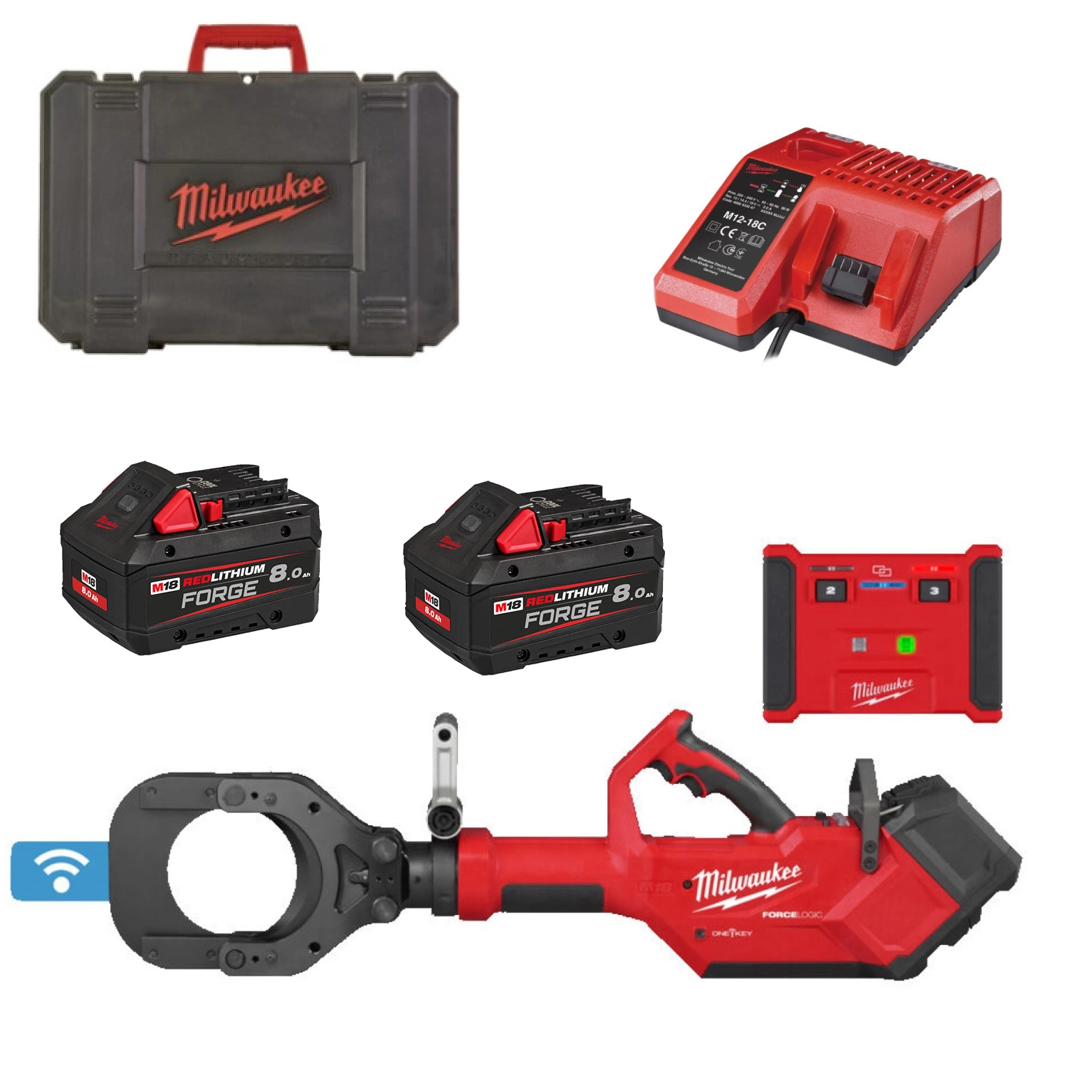 Milwaukee M18 HSFC125R-802R 18 V Li-ion batterie hydraulique pince coupante de sécurité (2x 8,0 Ah batterie) dans un coffret - 125 mm-image