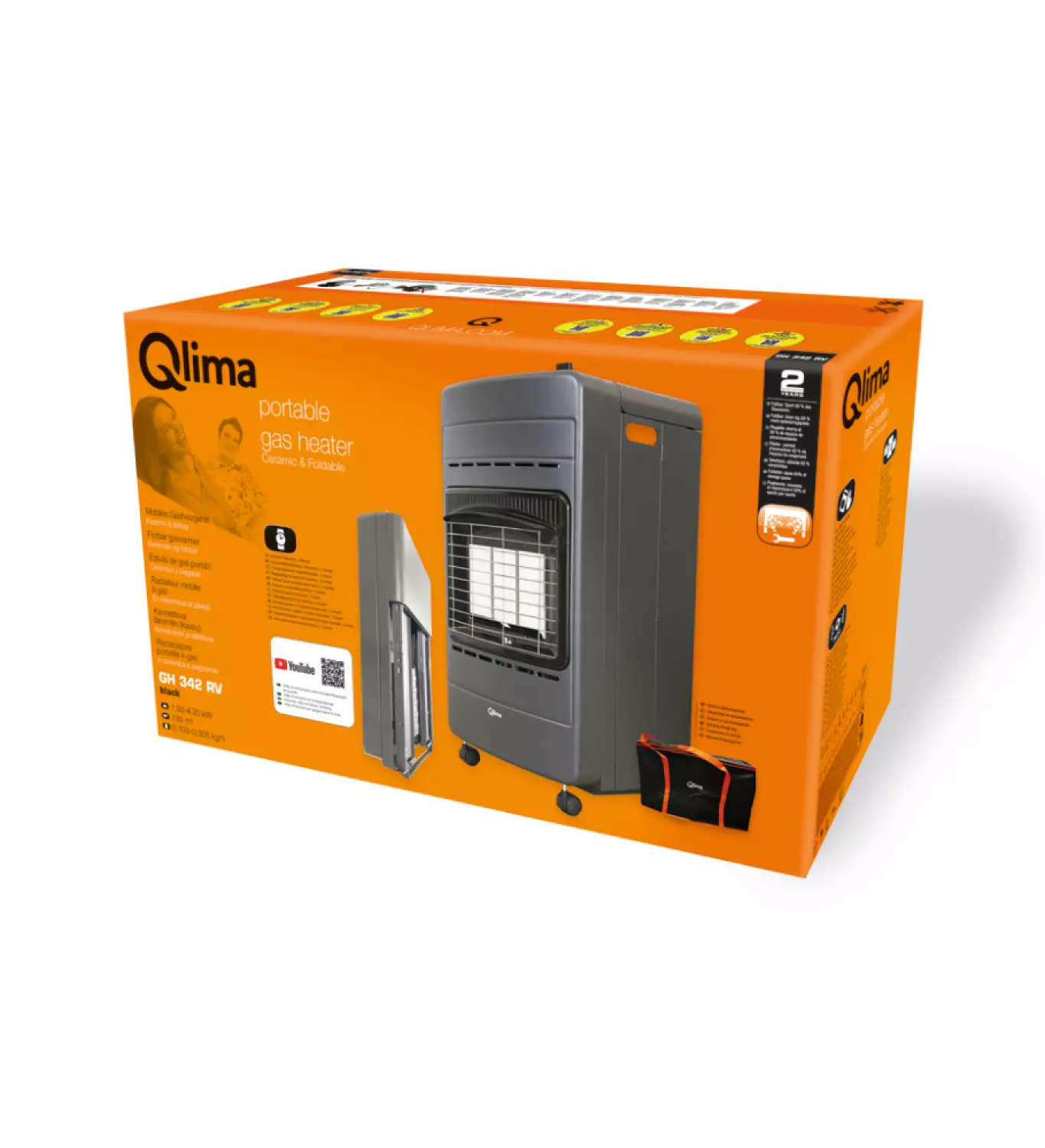 Qlima GH 342 RV Opvouwbare 2-in-1 gaskachel Zwart - 4,2kW-image