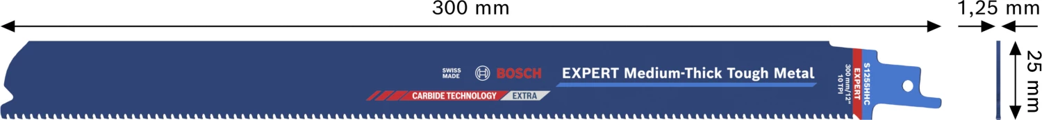 Bosch S1255HHC EXPERT lame de scie sabre pour métaux d'épaisseur moyenne - 300 x 1,25 (1 pièce)-image