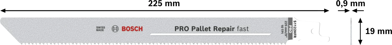 Bosch PRO S1122HFR Lame de scie sabre rapide pour réparation de palettes - 225 mm - bois/métal (100 pièces)