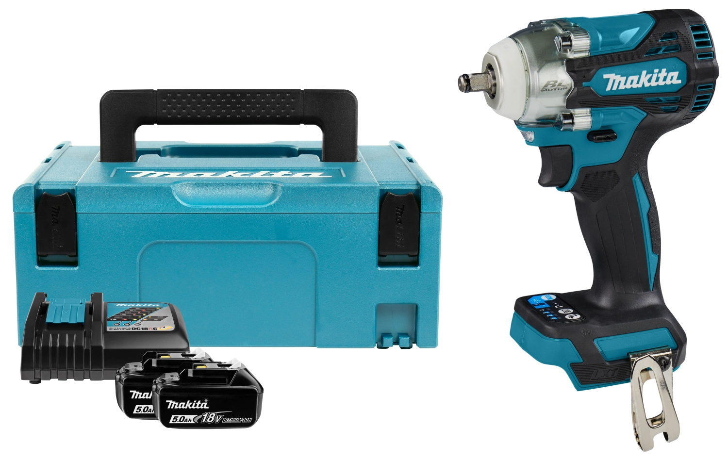 Makita DTW302RTJ 18V Li-Ion accu slagmoersleutel set (2x 5,0Ah) in Mbox - 3/8" - koolborstelloos-image