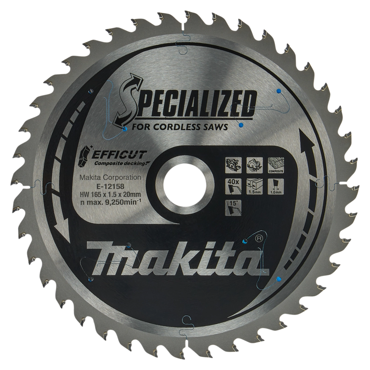 Makita E-12158 Efficut Cirkelzaagblad WPC - 165x20x1,5mm 40T-image