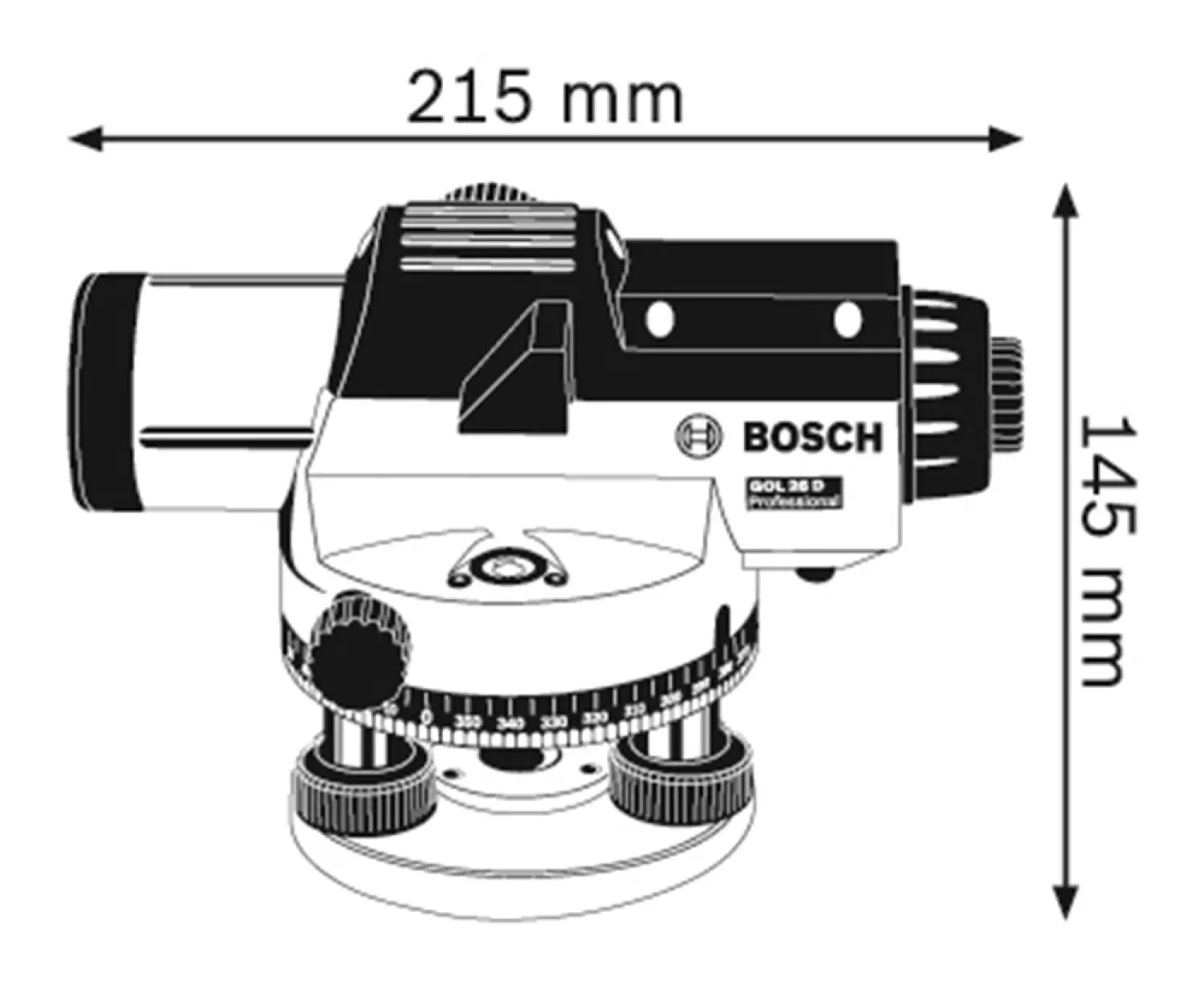 Bosch GOL 26 D Optisch waterpastoestel met vergrotingsfactor - 100mm - in koffer + BT 160 Bouwstatief - 160cm + GR 500 Meetlat 5M