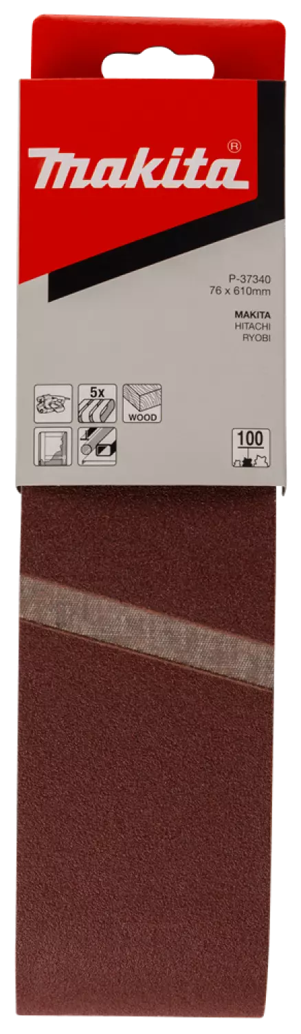 Makita P -37340 Schuurband rouge - K100 - 76 x 610 mm (5 pcs)-image