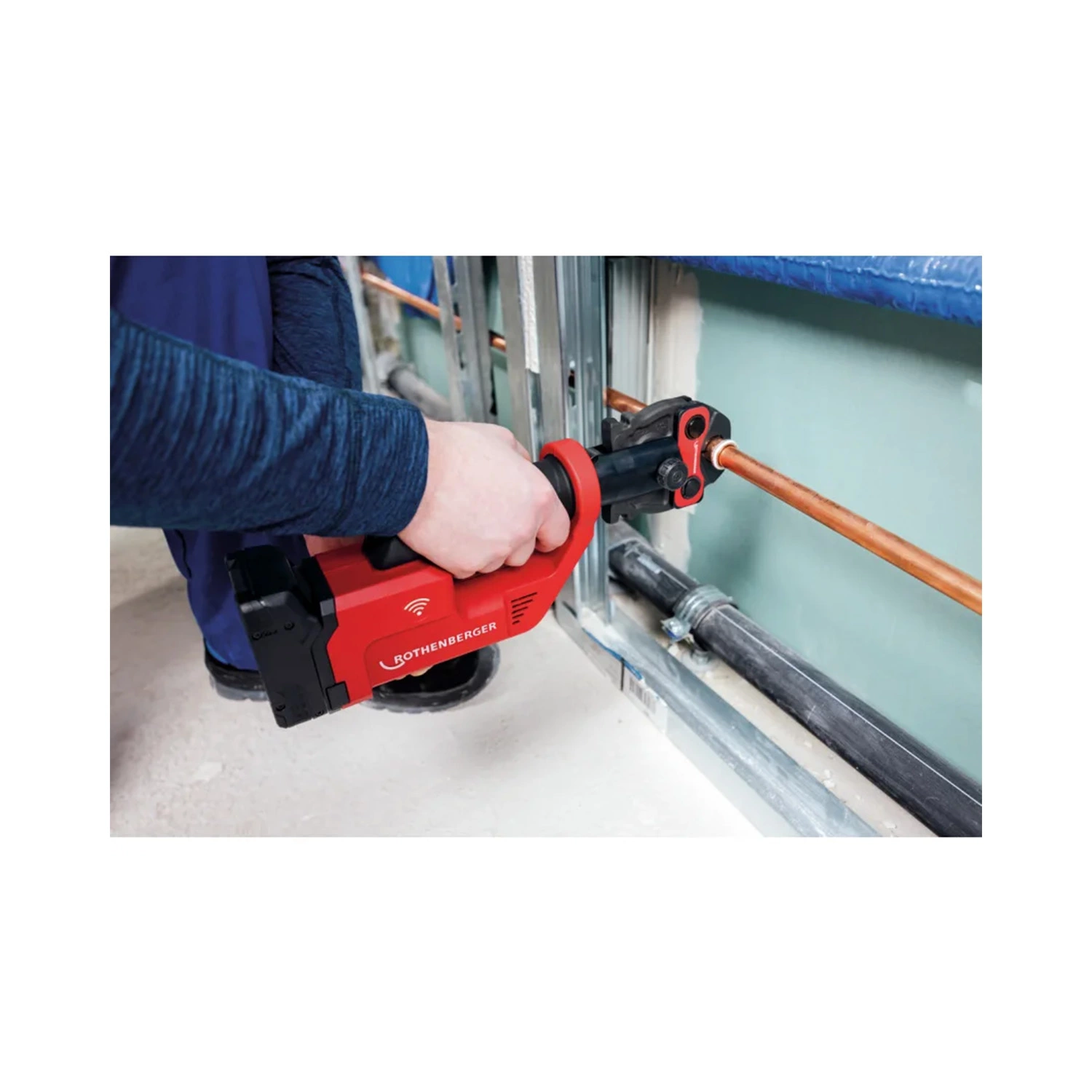 Rothenberger 1000004283 Romax Compact III 18V accu perstang set (1x 4.0Ah accu + lader) incl. U bekken - 16-20-25mm - AMPShare-image