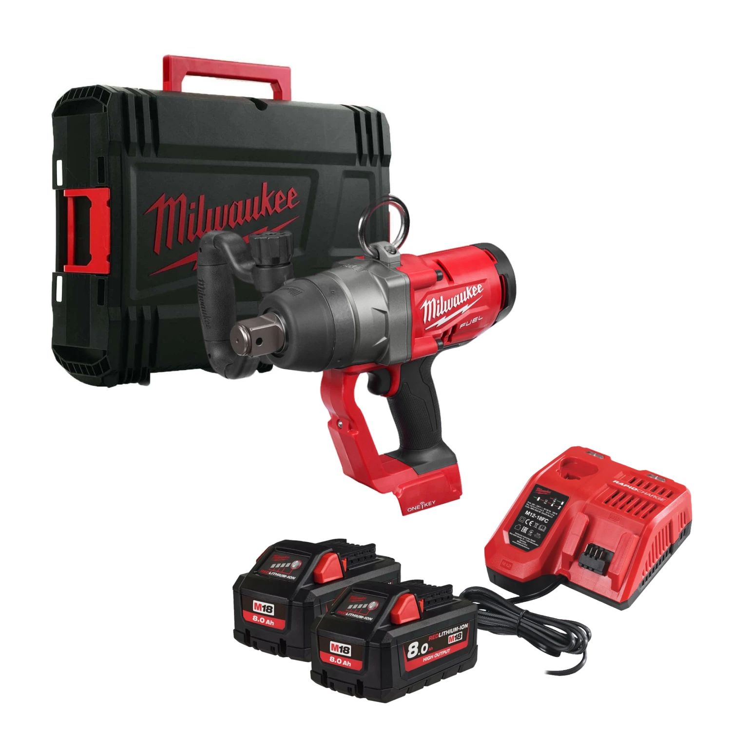 Milwaukee M18 ONEFHIWF1-802X One-Key - Set clé a choc Li-Ion 18V (2x batterie 8,0 Ah) dans HD-Box - moteur brushless-image