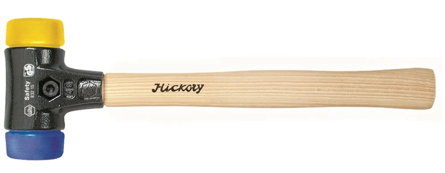 Wiha 26434 Massette Safety avec embouts ronds mi-souples et mi-durs avec manche en hickory - embout de massette rond - 30 mm-image