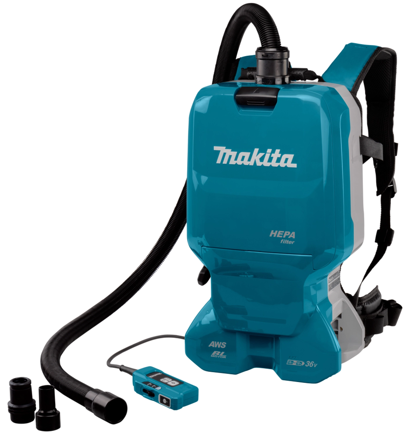 Makita DVC665ZU 2x18V Li-Ion rugstofzuiger body incl. accessoires - 1800L/min - 110mbar - koolborstelloos-image