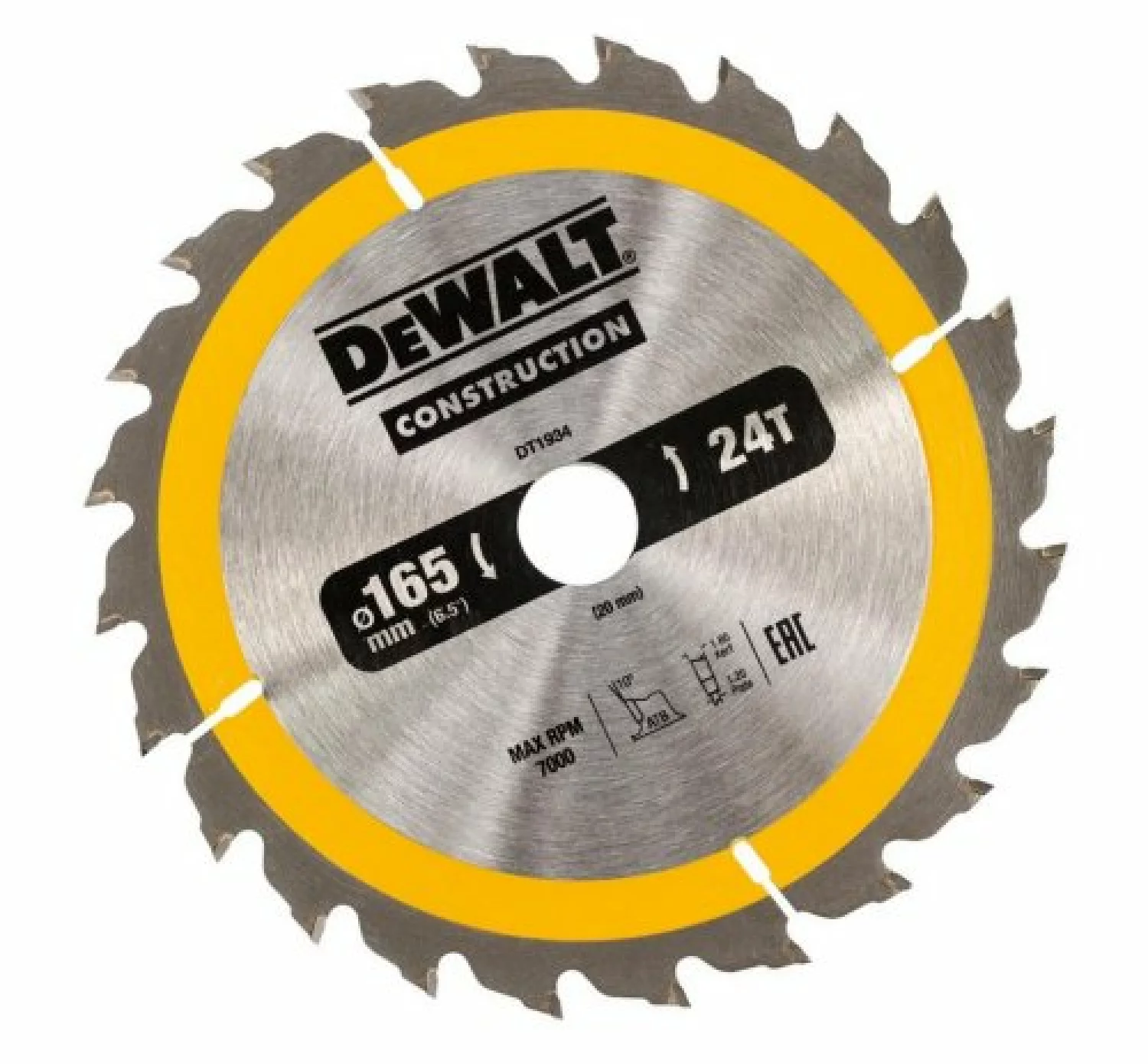 DeWALT DT1934 Circular Saw Blade - 165 x 20 x 24t - bois-image